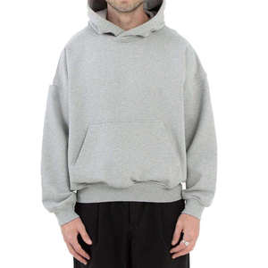 Vente en gros nouvel arrivage de sweat à capuche surdimensionné en coton épais d'hiver en coton 380 g/m² coupe carrée sweats à capuche unis pour hommes - Product Image 2