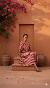 Robe midi style bohème Kyra, robe en coton à imprimé floral fait main, vêtements de tous les jours pour femmes - Product Image 6