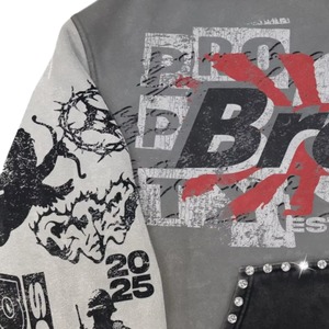 Custom Heavyweight 100% Algodón Hombres Sudadera con capucha Agujero desgastado con capucha Serigrafía Lavado con ácido Bordado Street Set 2025 - Product Image 3