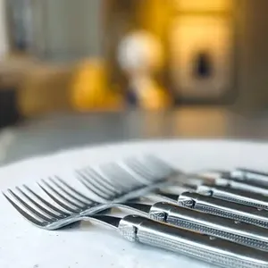 FlatwareFork Set of 6 in Mirror Polished Stainless Steel Cutlery Set with Elegant Design Perfect for Wedding Parties Tabletop - Product Image 3