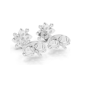 Pendientes de Diamantes Cultivados en Laboratorio con Forma de Flor, 0.144 CT de Peso Total, Oro de 18KT, 14KT, 10KT y Plata 925, Oro Rosa, Amarillo, Blanco - Product Image 5