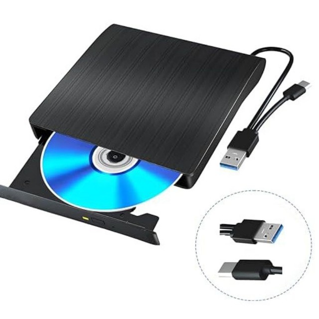 High Quality USB 3.0 Type C External Drive Portable CD DVD Player Burner for Laptop Desktop Plug & Play for Windows Mac Linux