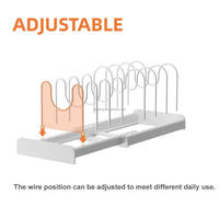 Organisateur de cuisine rétractable en métal WIREKING pour couvercles de casseroles, poêles, plateaux et planches à découper
