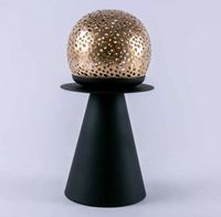 Brûleur d'encens Bakhoor et Mubakhara de haute qualité en forme de boule ronde en métal, finition or et noir, 11x17x25 cm, pour usage religieux