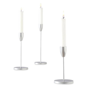 Ensemble de 3 bougeoirs coniques finis en argent pour l'éclairage de table de la maison et du mariage - Product Image 2
