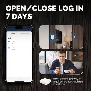 A2ZWORLD Mini sensore magnetico ZigBee 3.0 protocollo per porte e finestre TUYA, Smart Life 3V con batterie CR2032 - Product Image 3