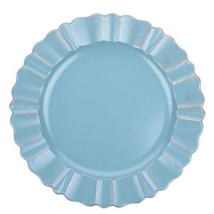 Placa de cargador de metal de aluminio duradero respetuoso con el medio ambiente hecho a mano diseño redondeado ondulado festoneado estilo moderno banquete de boda Catering - Product Image 3