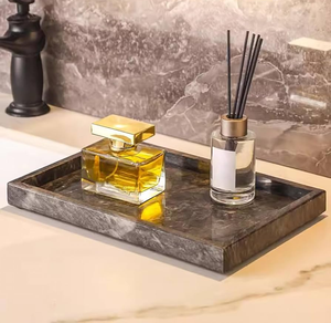 Plateau de service en marbre Plateau en marbre élégant Parfait pour les bijoux de salle de bain Plateau de service cosmétique - Product Image 1
