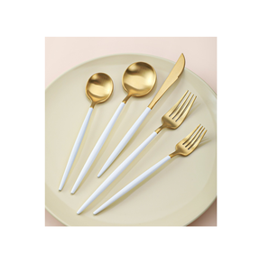 Excellent Wholesale Brass <b>Gold</b> <b>Cutlery</b> Sets Custom Color Logo Luxury Hotel Wedding Modern Design Handle - Product Image 2