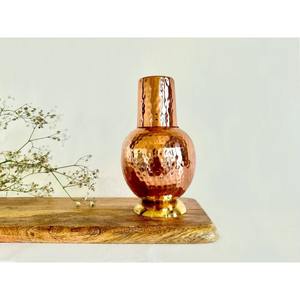 Grande réduction Carafe en cuivre à double paroi avec couvercle anti-fuite Grande capacité - L'eau potable se sent connectée aux éléments naturels - Product Image 4