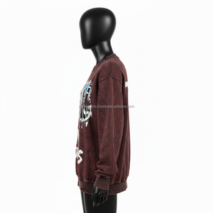 Sudadera para Mujer, Algodón, Color Granate y Negro, Estampado Gráfico, Logotipo Personalizado, Serigrafía, Ropa Casual, Transpirable - Product Image 3