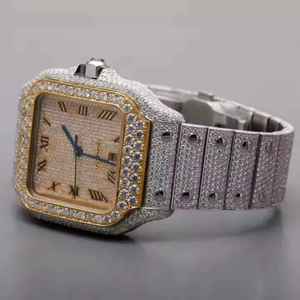 Montre mécanique en moissanite glacée, cadran brillant, bracelet durable en acier inoxydable, cristal saphir, style hip-hop, montre parfaite - Product Image 4