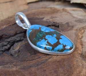 Turquoise Sterling Silver Pendant Necklace Handmade Gemstone Jewelry December Birthstone Elegant <b>Gift</b> For Women - Product Image 5