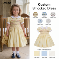 Robe pour filles de style anglais brodée à la main par Jiefute, motifs et couleurs brodés, qualité vintage espagnole, coton de qualité supérieure, ODM