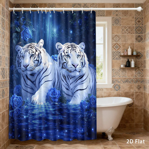 Custom Printed Shower <b>Curtain</b> Waterproof Polyester 180x180cm <b>with</b> <b>Hooks</b> Wholesale - Product Image 1