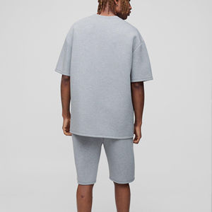 Conjuntos cortos de verano para hombre 100% algodón estampado talla grande hombro caído elegante Calle moda precio barato - Product Image 5