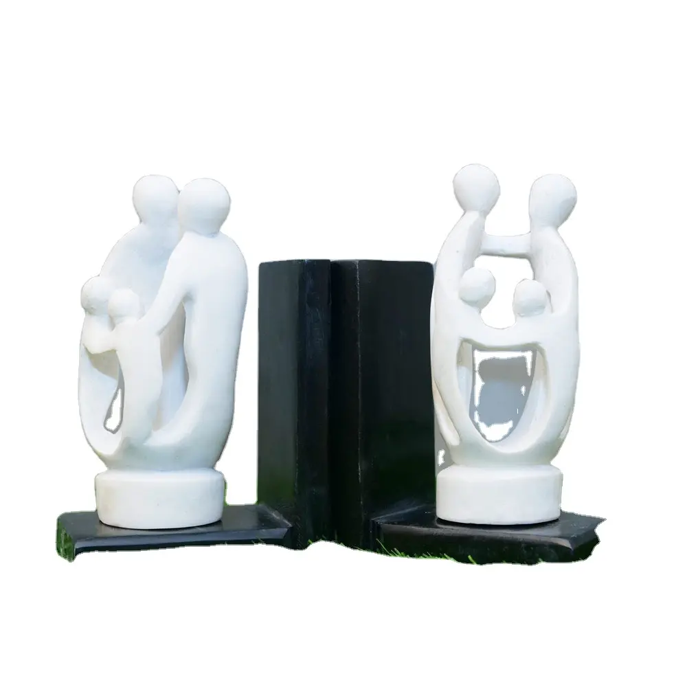 For Sale Stunning White Paleva Stone Bookend Set of 2 For School Home Office Desk Organizer Decorative Bookends In Wholesale