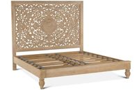 Massives Mangoholz Traditionelles Klappbares Doppelbett mit Schnitzerei-Design, Antik-Finish, Indische Eichen-Designs, Heim-Bett für Schlafzimmer