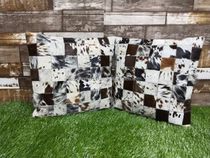 Nuevo sofá almohada Vintage pelo genuino en Hide funda de cojín de cuero de vaca 16 "arte hecho a mano fundas para el hogar bordado decorativo cojín arte - Product Image 3