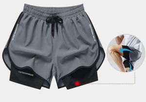 Amano Sports New 2025 Summer Two Piece Men's Beach Quick Dry Running Sports Black Shorts Pantalones cortos casuales 2 en 1 Pantalones - Product Image 5