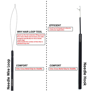 Kit d'outils professionnels pour extensions de cheveux en acier inoxydable : pinces, aiguilles, crochets, boucles, ciseaux pour l'installation en salon - Product Image 4