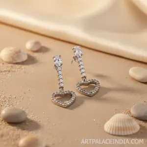 925 Silver Heart Drop <b>Earrings</b> with Cubic Zirconia Fashionable Women's Jewelry - Product Image 3