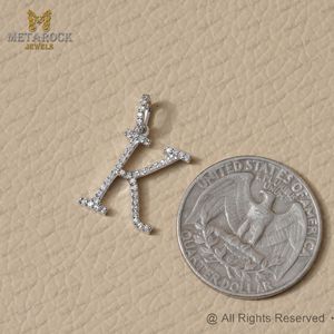 Sólido 14K oro blanco K inicial colgante hecho a mano Pave diamante joyería minimalista K letra colgante de alta calidad nuevo diseño - Product Image 4