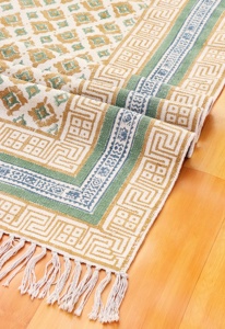 100% broderie travail concepteur coton tapis main bloc impression tapis lavables pour la maison salon canapé décor pour voiture - Product Image 4