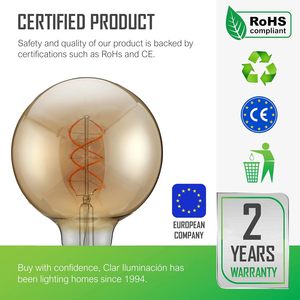 Clar-e27 LED <span class=keywords><strong>Globe</strong></span> Bulb G95 5W 80 95, 125, Dimmable ấm trắng 2200K trang trí ánh sáng để sử dụng trong nhà - Product Image 3
