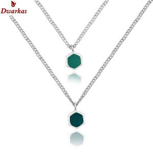 Pendentif en émail hexagonal à double couche classique pour femmes en argent sterling 925 petit collier pour mariages fêtes de fiançailles - Product Image 4