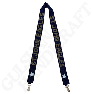 Beautiful SPORTS design white and gray coloured handmade embroidered strap belt for <b>girls</b> from India - Product Image 2