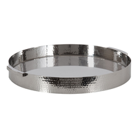 Plateau de service rond élégant en aluminium, design traditionnel, finition argentée, plateau décoratif en métal pour la maison, la cuisine et la salle à manger au meilleur prix