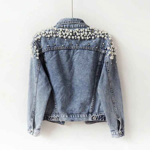 Veste en jean streetwear personnalisée pour femme OEM, vêtement d'extérieur décontracté avec boutons en jean, coupe oversize, automne/hiver, veste en jean boutonnée - Product Image 2