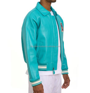 Veste bomber streetwear d'hiver pour homme Avirex, cuir de vachette de qualité supérieure, cuir véritable avec logo brodé, fabricant OEM - Product Image 6