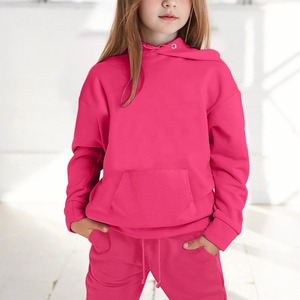Conjuntos de ropa para niñas pequeñas, chándal de manga larga de Color sólido, Sudadera con capucha, Tops, pantalones, trajes para niños, chándal - Product Image 4