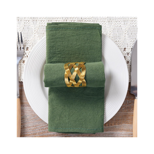 Texture Raffinée Jaune Golf Style 100% Coton Brodé 45x45cm 128 GSM Look Abstrait GOTS Approuvé Étiquette Serviettes En Coton - Product Image 2