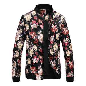 Nouveaux hommes à manches longues col de Baseball veste de sport décontractée mode haute rue fleur manteaux collège veste de Baseball pour hommes - Product Image 2