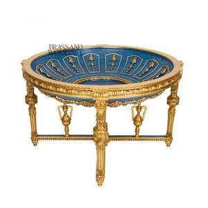 Mesa de Entrada de Lujo Azul Rey, Latón y Madera - Product Image 2