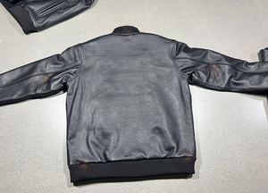 Vestes bomber en cuir de vache véritable sur mesure en gros, style varsity, fermeture éclair sur le devant, vêtements de rue, coupe-vent d'hiver - Product Image 5