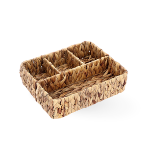 Meilleur vendeur Vecraft Rectangle jacinthe tissé plateau couleur naturelle rangement pour la maison et la cuisine avec poignée - Product Image 1