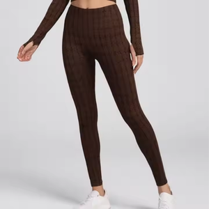 Mallas de Yoga de alta calidad para mujer, ropa deportiva de Spandex/nailon personalizada, patrón sólido de cintura media, precio razonable - Product Image 3