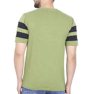 T-shirt à la mode personnalisé 100% coton tissu à taux raisonnable col en o demi-manche avec logo fait sur mesure rayé noir hommes - Product Image 2