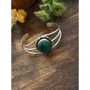 Alex Begay <b>Malachite</b> & Sterling Silver Fashion Cuff <b>Bracelet</b> - Product Image 3