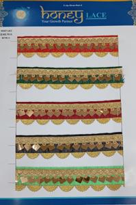 Adorno de encaje bordado de lentejuelas doradas para prendas y vestidos Adorno bordado de lentejuelas doradas Premium para accesorios de ropa - Product Image 3