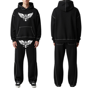 Conjunto de Sudadera y Pantalón Deportivo Personalizado OEM con Costuras en Contraste, Tejido de Rizo Francés de Algodón para Hombre - Product Image 5