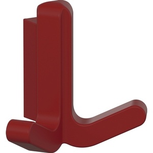 HEWI Series 477 Matt Elastic Plastic (TPU) Wall Hooks & Coat <b>Racks</b> Double Hook with 33 Ruby Red Height of 69mm - Product Image 1