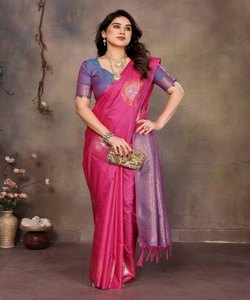SAREE DE TRAVAIL ZARI EN SOIE BANARASI LE PLUS CHOISI AVEC BLOUSE INCOUSÉE VÊTEMENT DE FÊTE PRIX DE GROS VÊTEMENT ETHNIQUE - Product Image 2