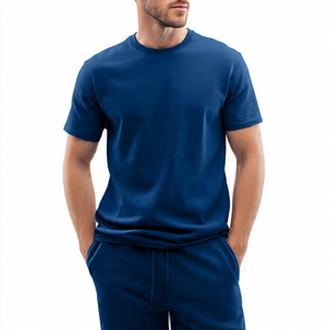 T-shirt de haute qualité pour hommes, survêtement d'été à manches courtes, haut en coton, pantalon 100% coton, polyester, survêtement pour hommes - Product Image 4