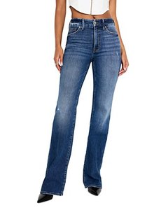 OEM elegante calidad Denim Jeans para mujeres Sexy lindo fiesta estilos sueltos Casual pierna recta pierna ancha frente Logo para Formal - Product Image 4