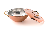 Soupière en cuivre martelé à la main, revêtement en étain, poignées en laiton, motif végétal, forme ovale, capacité 2L-3L, écologique, style américain, en métal